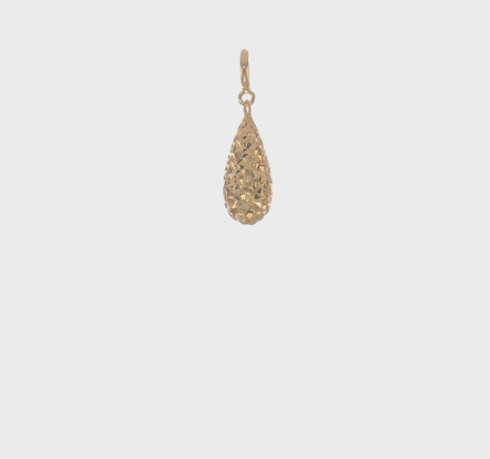 Colgante en Forma de Lágrima Cortado en Diamante con Cierre de Anillo de Resorte en Oro de 14k
