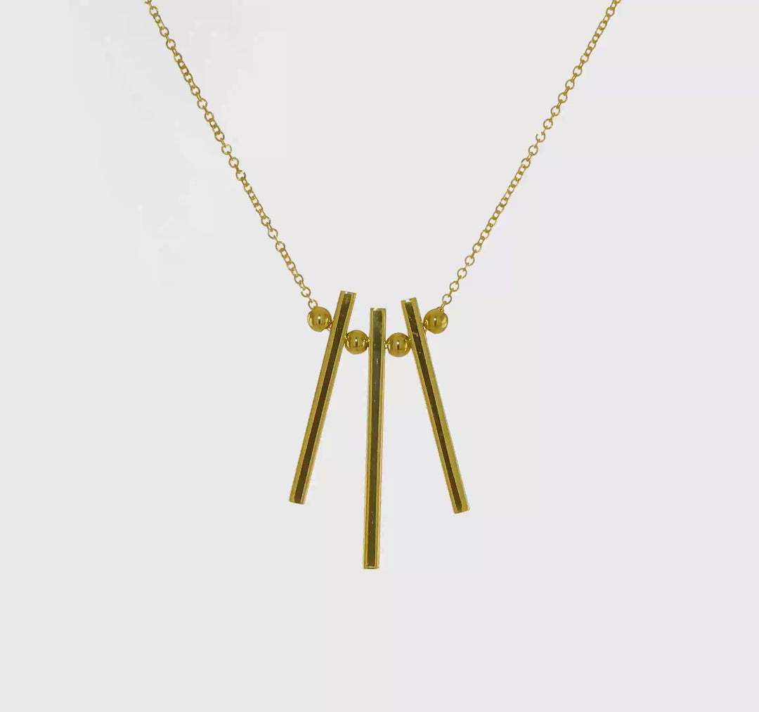 Collar de Barras Colgantes de Oro 14K Pulido