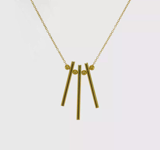 Collar de Barras Colgantes de Oro 14K Pulido