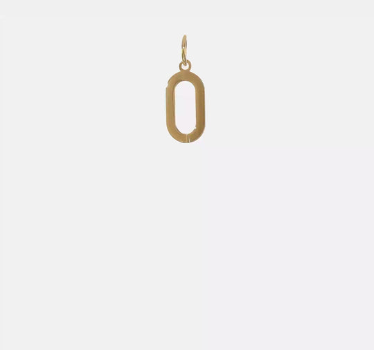 Dije Inicial Letra "O" Mayúscula en Oro Amarillo 14K (Tamaño Grande)