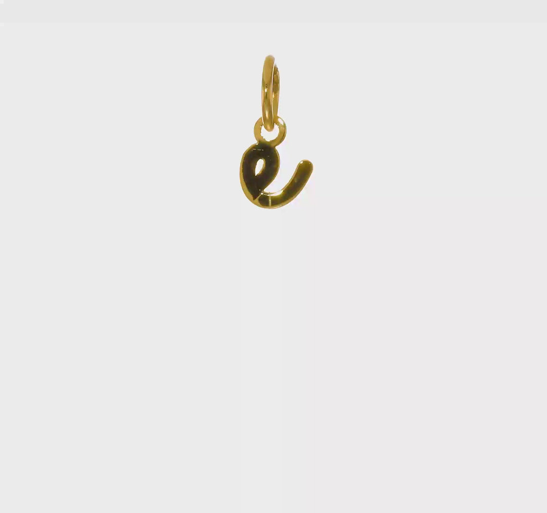 14k Yellow Gold Lowercase "E" Letter Pendant