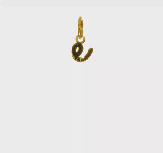 14k Yellow Gold Lowercase "E" Letter Pendant