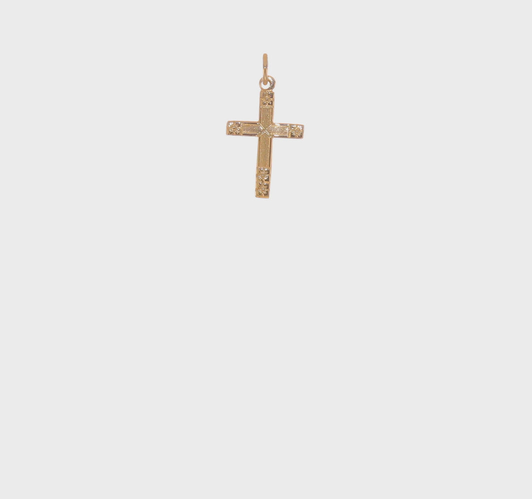14K Solid Polished and Textured Cross Pendant