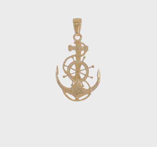 Colgante Ancla Mediana con Rueda en Oro Amarillo de 14k