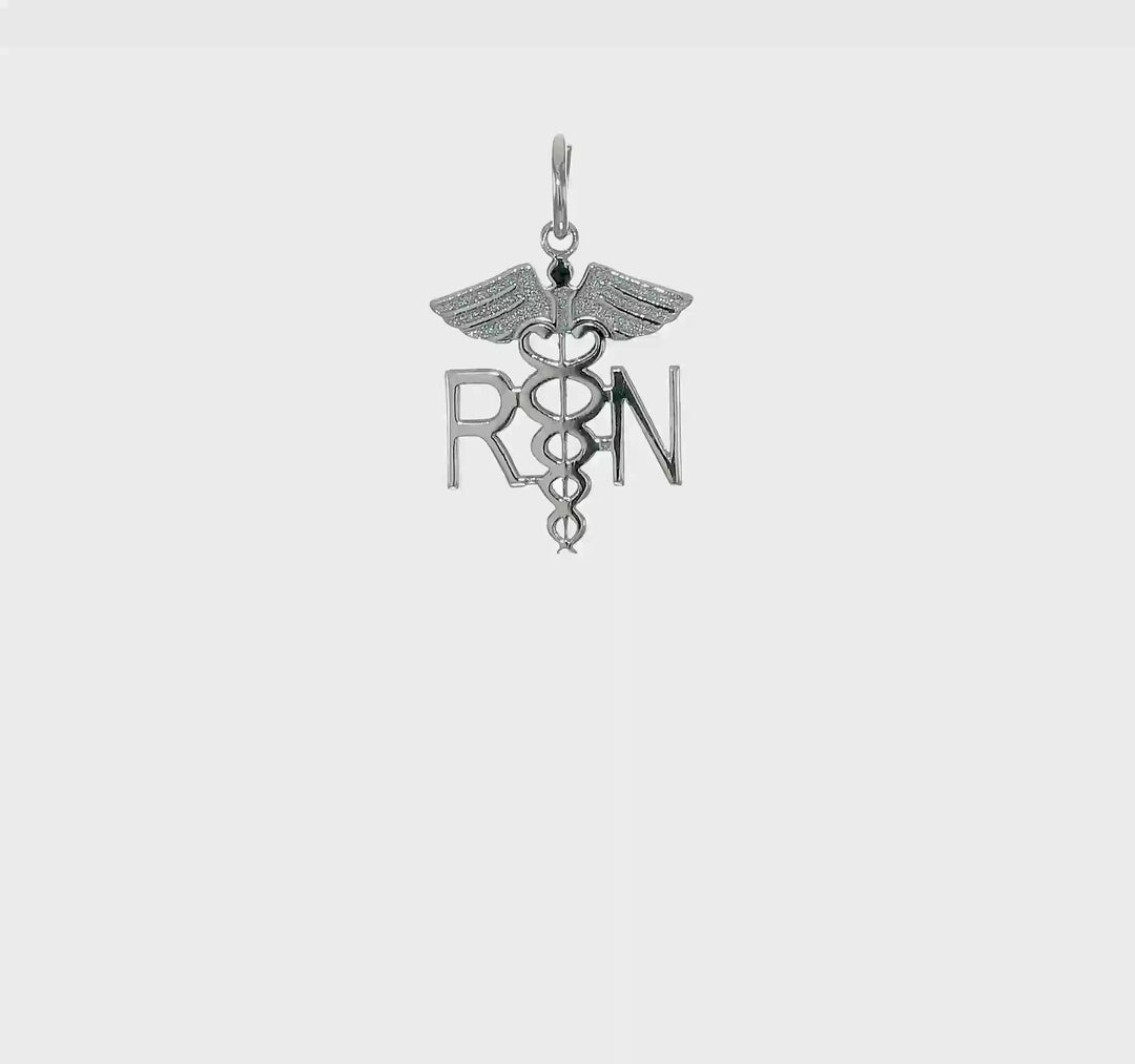 10K White Gold Registered Nurse Pendant