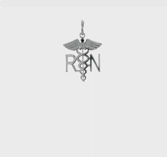 10K White Gold Registered Nurse Pendant