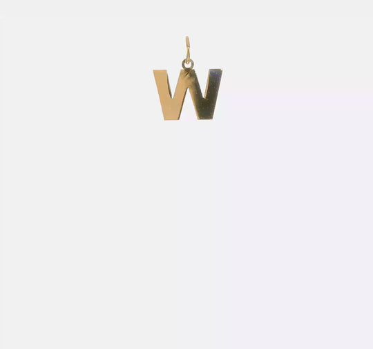 14k Yellow Gold "W" Initial Pendant