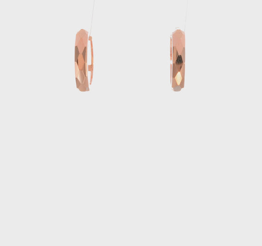 14k Rose Gold Polished Faceted Hinged Hoop Earrings 3x15mm