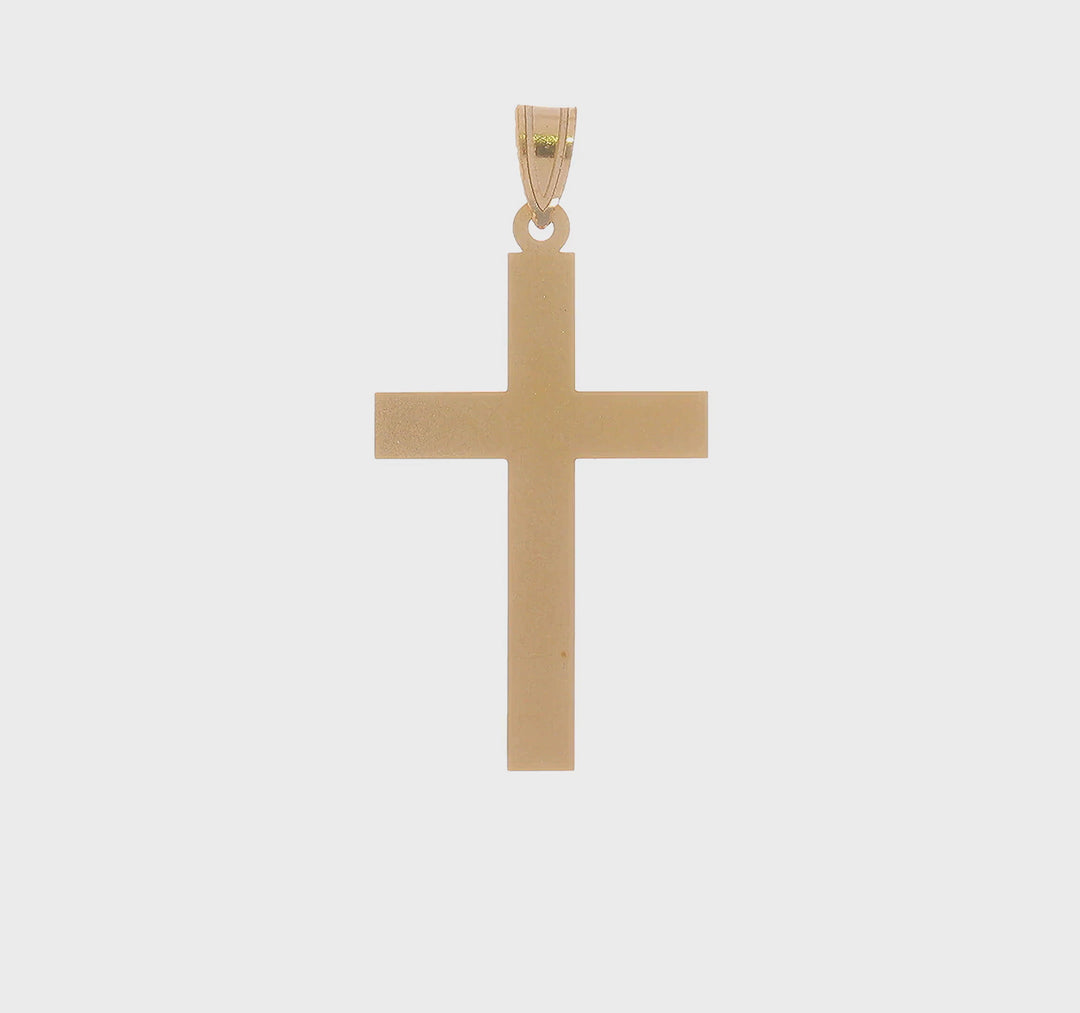 14K Yellow Gold Sandblasted Cross Pendant