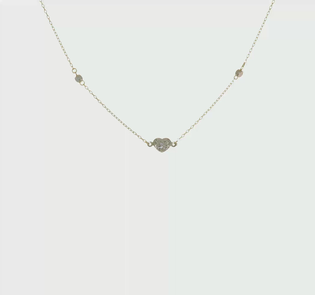 14K Two-Tone Heart Necklace with Polished Finish