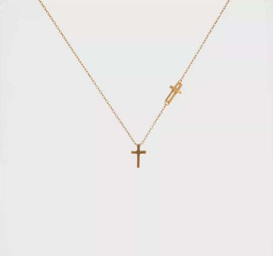 Collar con Colgante de Cruz Horizontal en Oro Amarillo de 14k