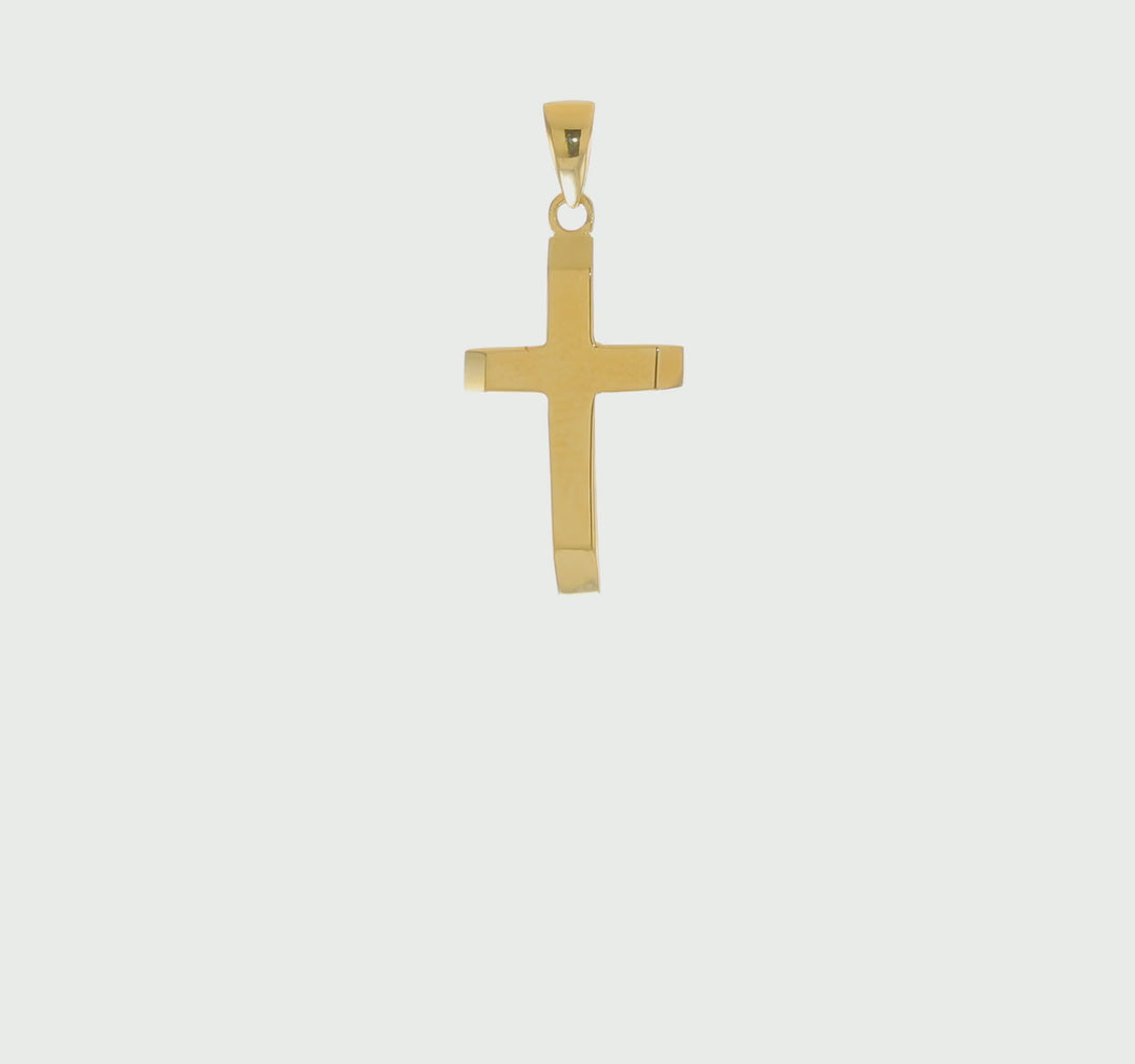 14k Hollow Cross Pendant with Polished Flared Ends