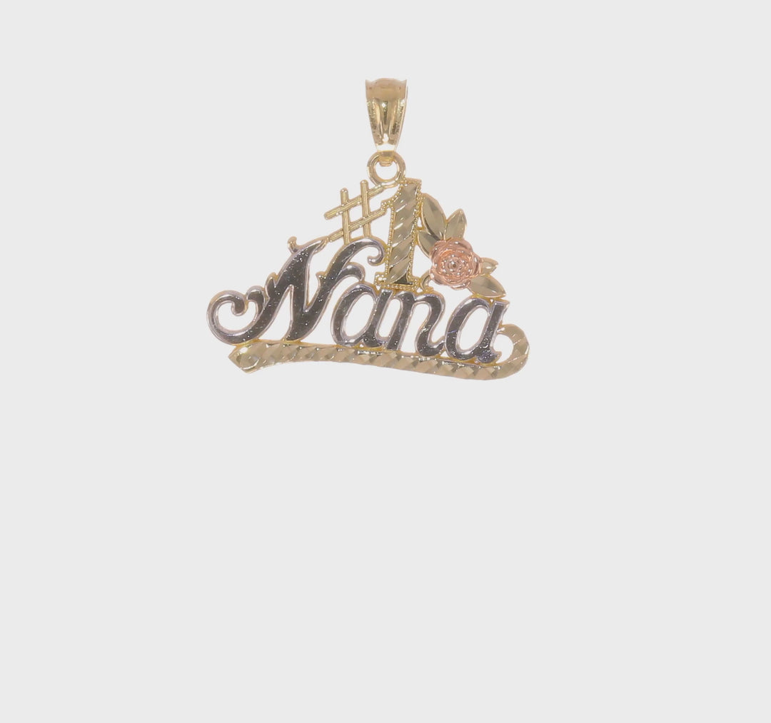 "NANA" Pendant with Rose in 14k Two-Tone Gold and White Rhodium DC #1