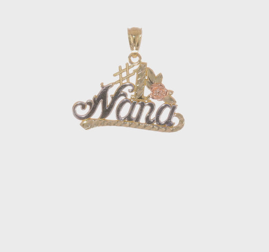 "NANA" Pendant with Rose in 14k Two-Tone Gold and White Rhodium DC #1