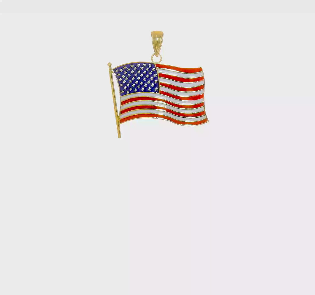 10K Enamel Pendant with United States Flag