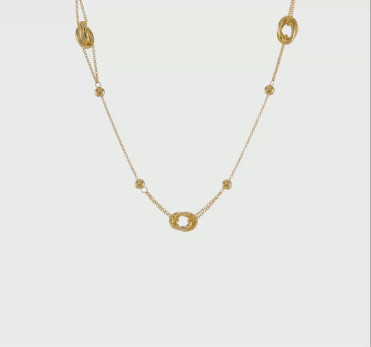 Elegant 14K Beaded and Link Necklace, 1.5 Inch Extension