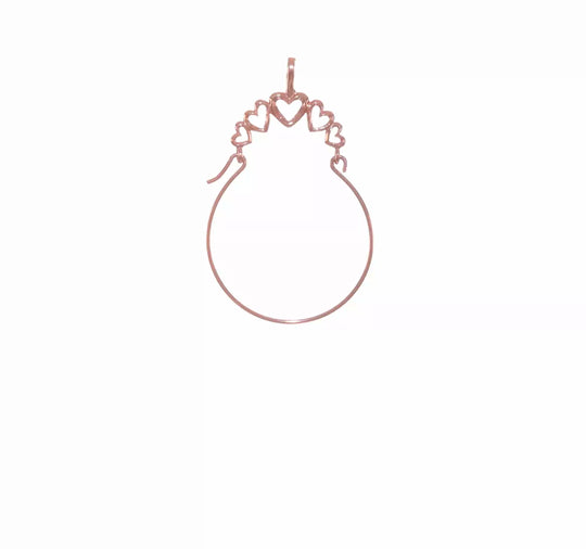 14K Polished Rose Gold Necklace Holder with 5 Hearts