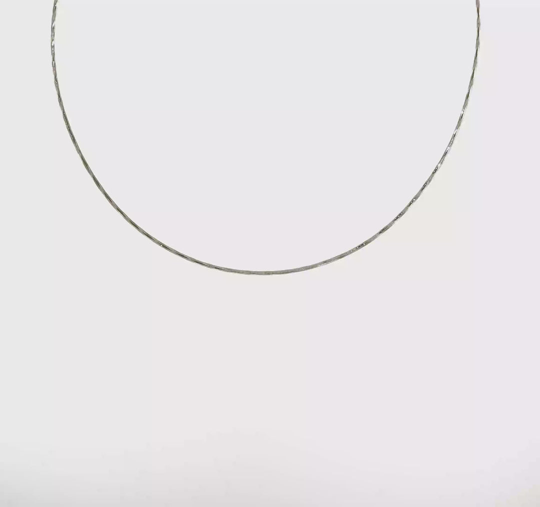 Omega 14K White Polished Necklace with 2" Extension and Twist Detail