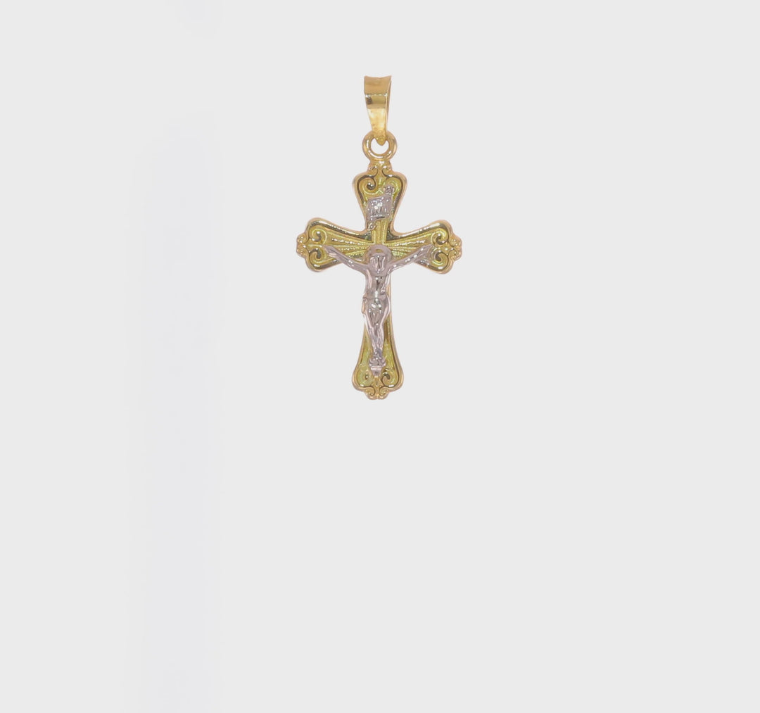 Polished Solid 14k Two-Tone Gold INRI Crucifix Pendant