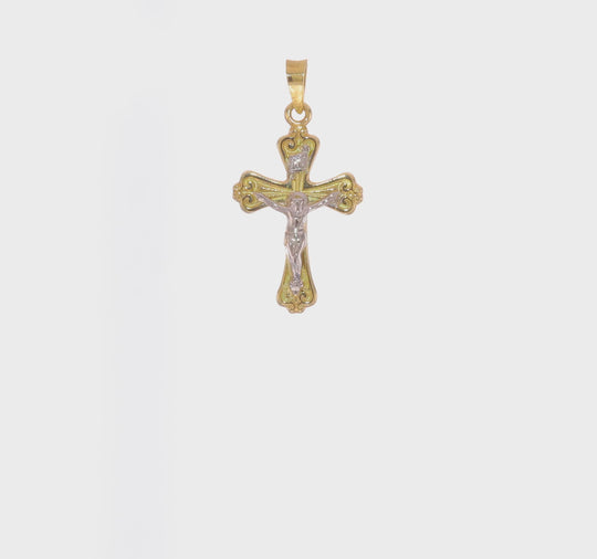 Polished Solid 14k Two-Tone Gold INRI Crucifix Pendant
