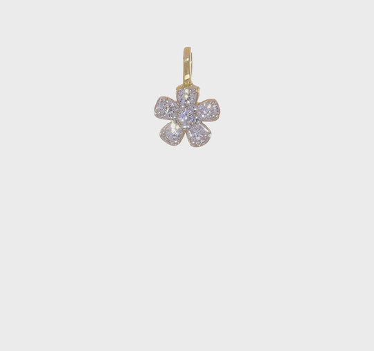 Dije Pequeño de Flor con CZ en Oro Amarillo de 10K