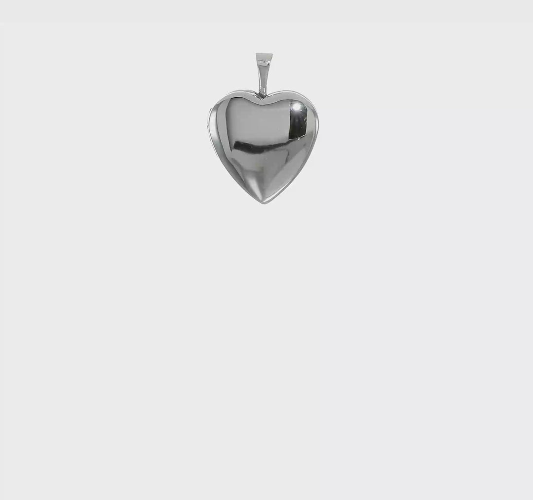 14k White Gold Heart Locket 16mm