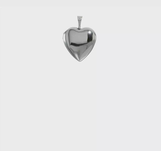 14k White Gold Heart Locket 16mm