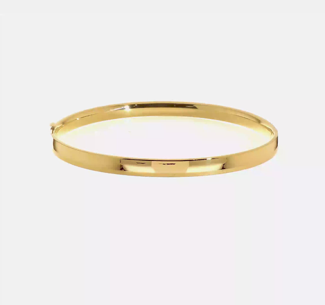 14K Yellow Gold Polished 5mm Hinged Bangle Bracelet
