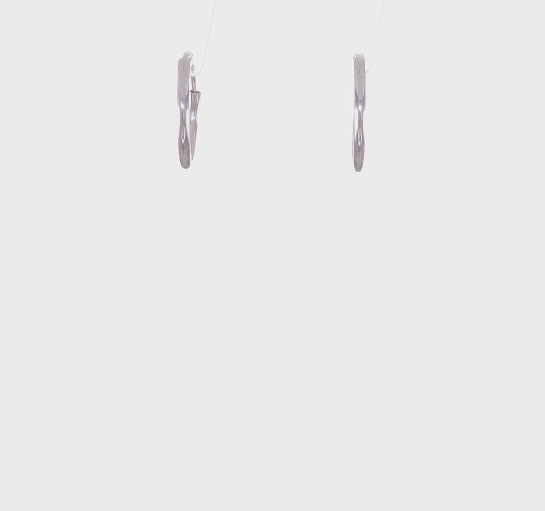 14K White Gold Endless Hoop Earrings, Polished 1.5mm