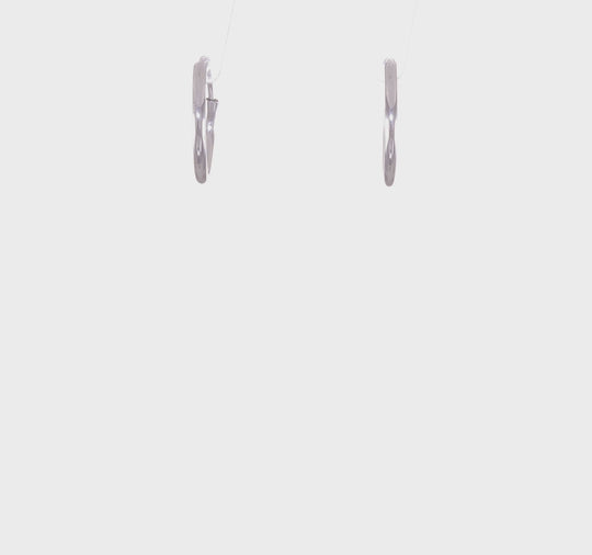 14K White Gold Endless Hoop Earrings, Polished 1.5mm