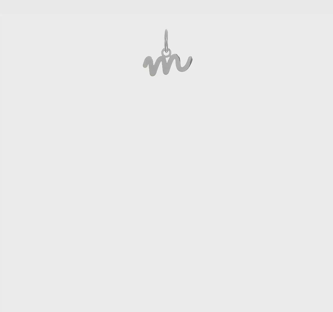 Dije con Letra “m” en Minúscula en Oro Blanco de 14K