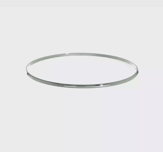 Pulsera Bangle de Oro Blanco de 14k Sólida, Pulida y Media Redonda de 2 mm