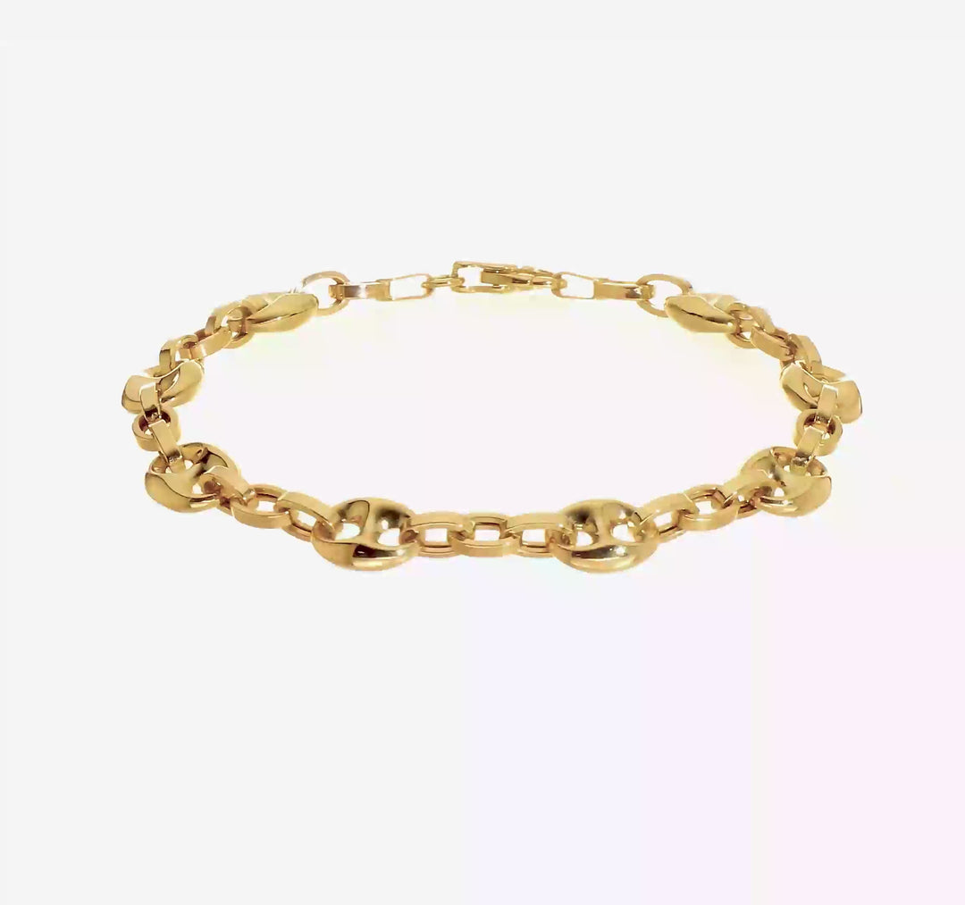 Pulsera 14K de Enlace Fancy Pulido 7.75 Pulgadas