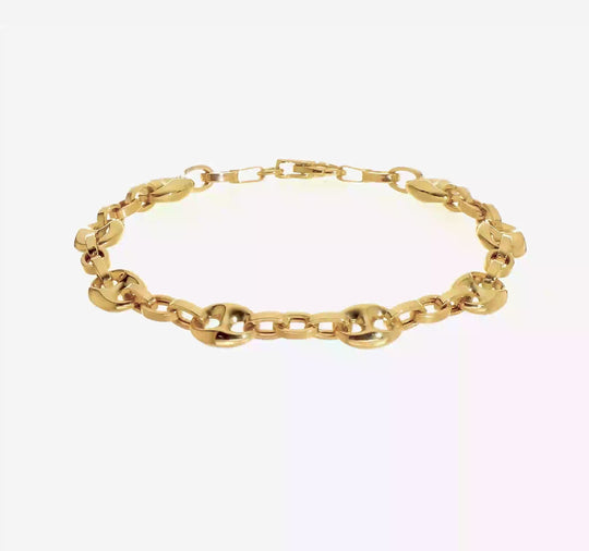 Pulsera 14K de Enlace Fancy Pulido 7.75 Pulgadas