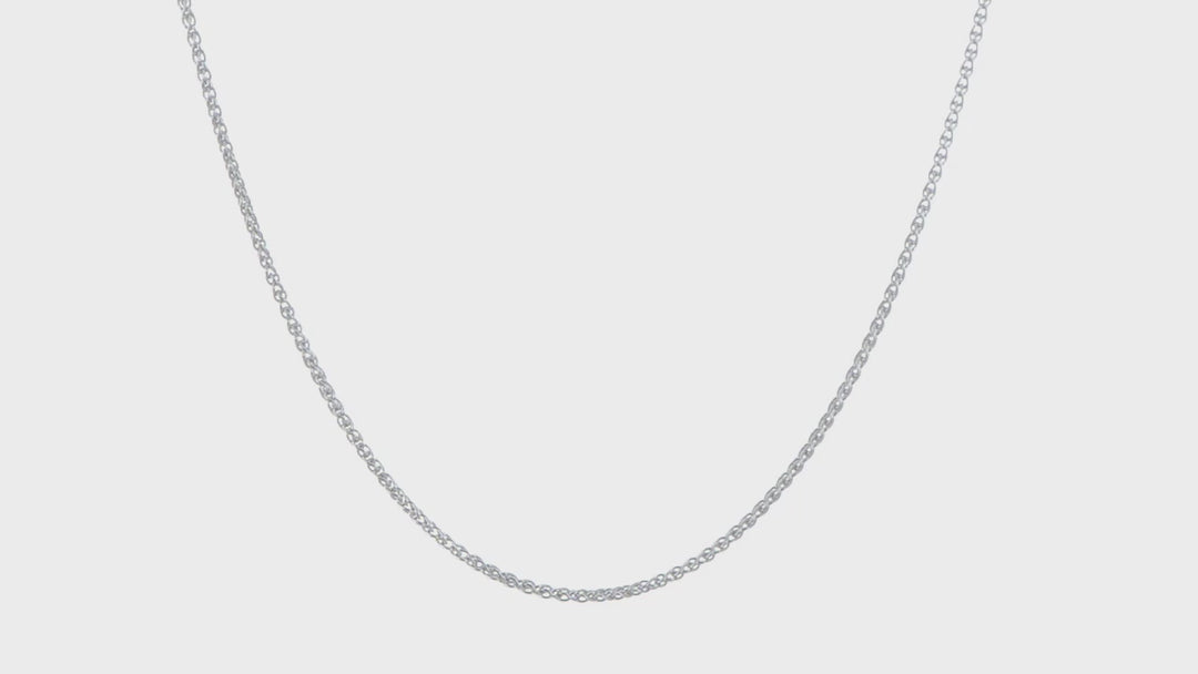 Tobillera de Cadena Spiga de Oro Blanco de 14K de 10 Pulgadas y 1.7 mm con Broche de Langosta