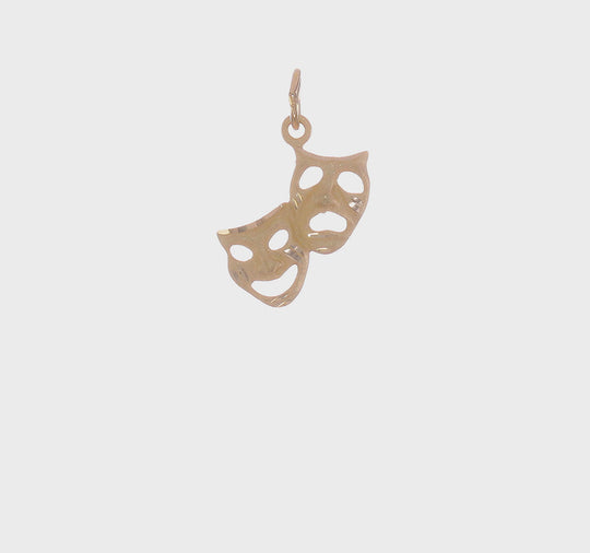 Comedy/Tragedy Pendant in 10K Yellow Gold