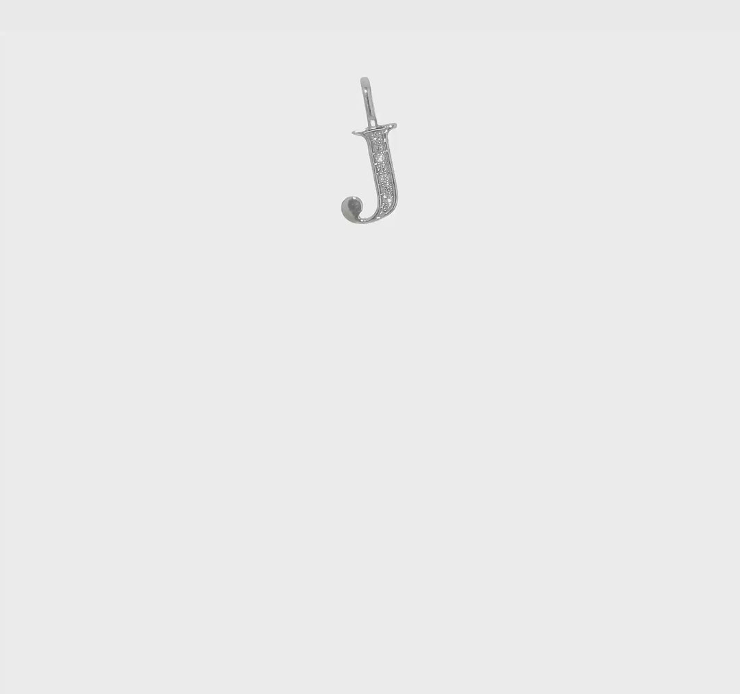 14k White Gold "J" Initial Pendant with Diamonds