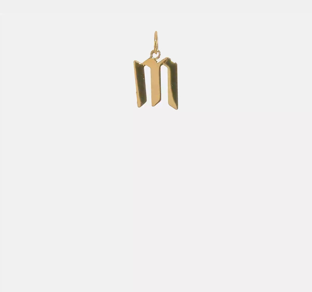 Dije Inicial Letra "M" en Oro Amarillo de 14K