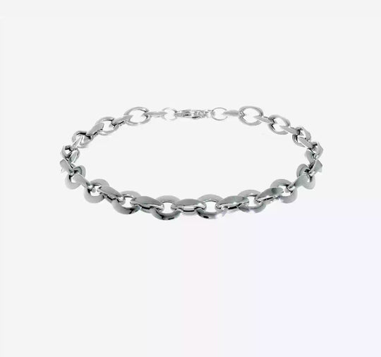 Pulsera de Eslabones Elegantes Pulidos en Oro Blanco de 14K