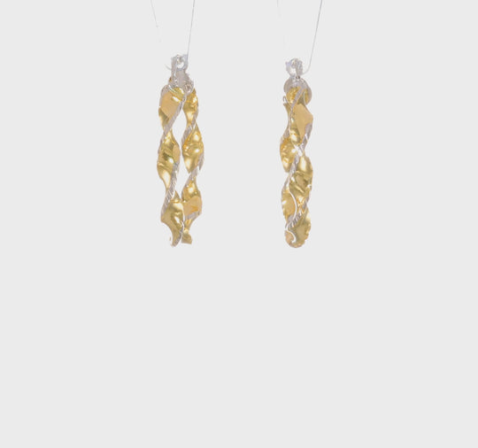 Aretes de Aro Retorcidos en Oro de 14k Bicolor