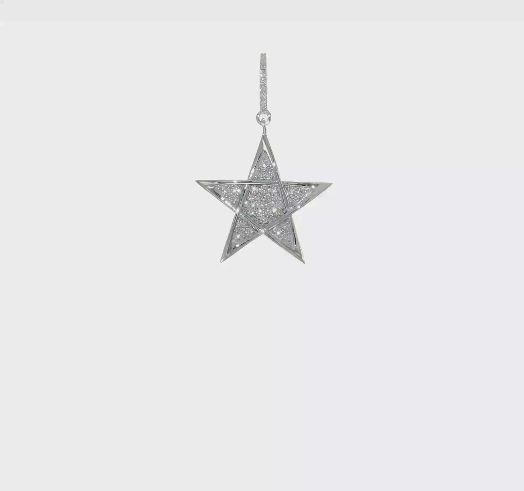 Diamond Star Pendant in Polished 14k White Gold