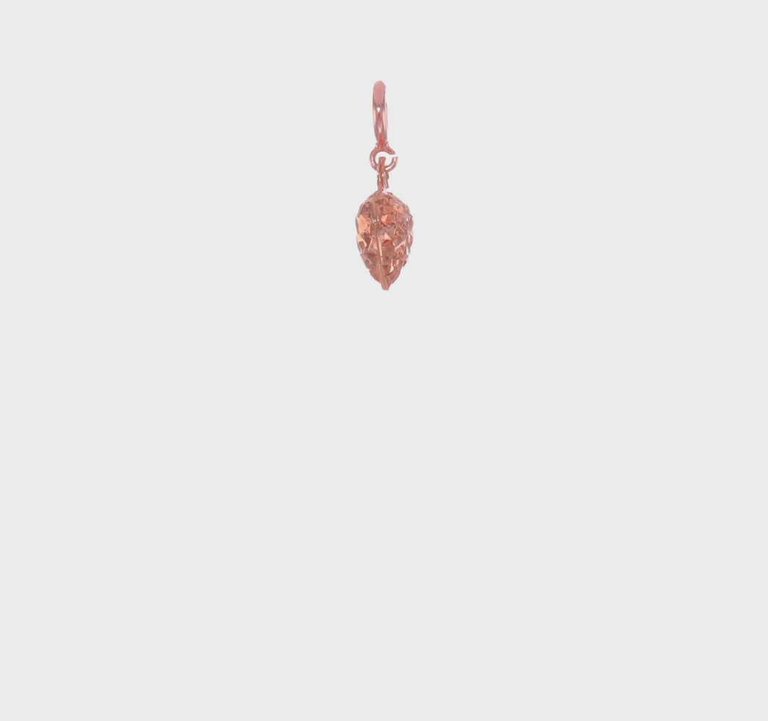 Colgante Dije de Corazón con Corte Diamante en Oro Rosa de 14k con Anillo de Resorte