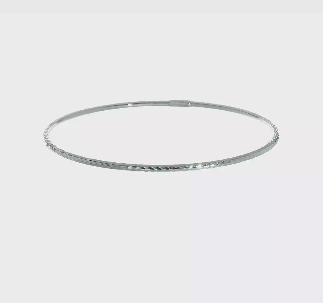 14K White Gold 2mm Diamond Cut Sliding Bracelet