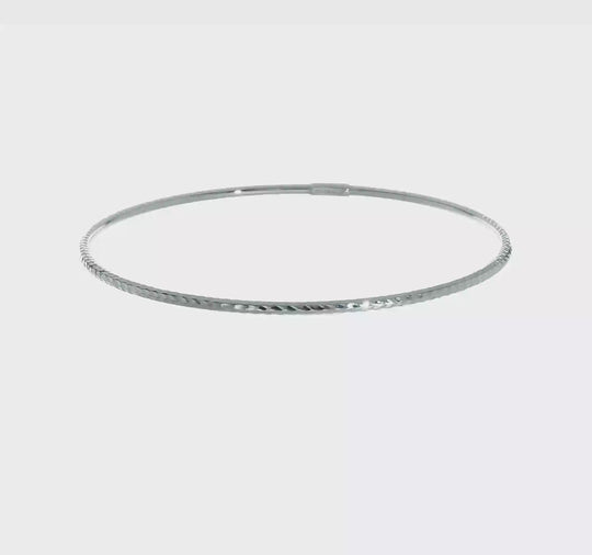 14K White Gold 2mm Diamond Cut Sliding Bracelet