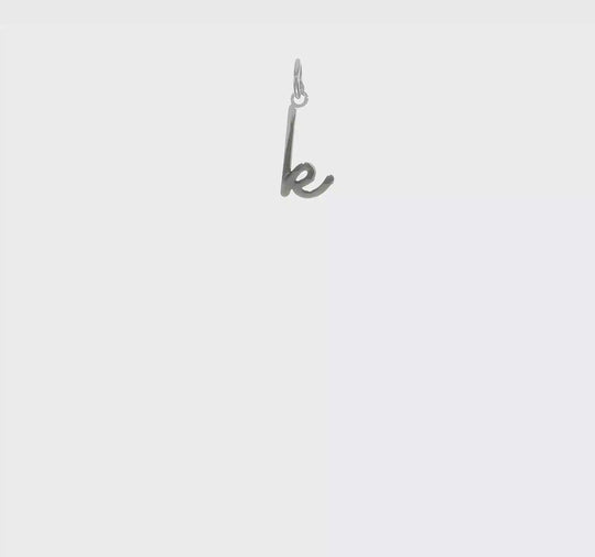 14K White Gold Lowercase Letter "k" Pendant