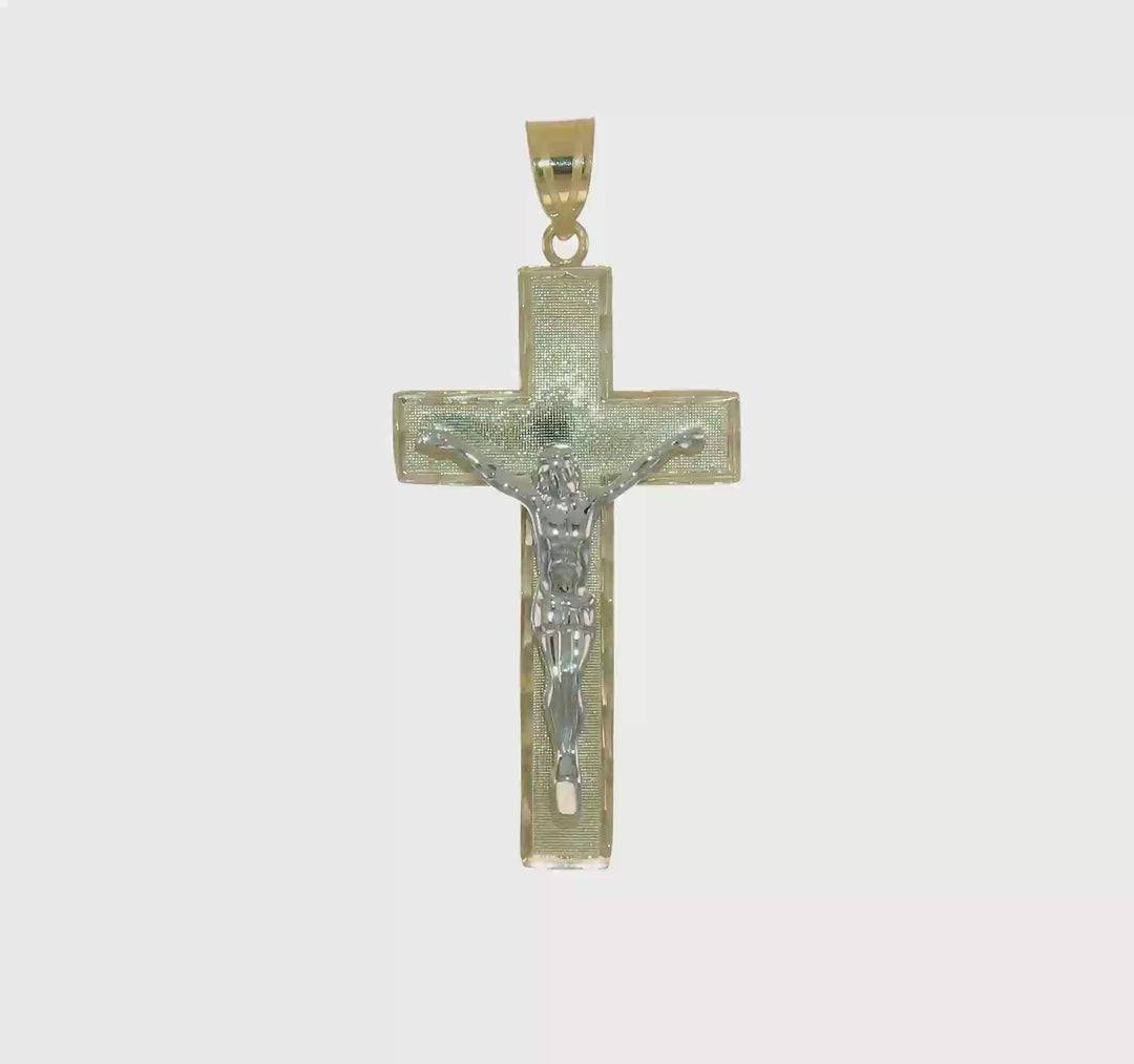10K Two-Tone Diamond-Cut Crucifix Pendant