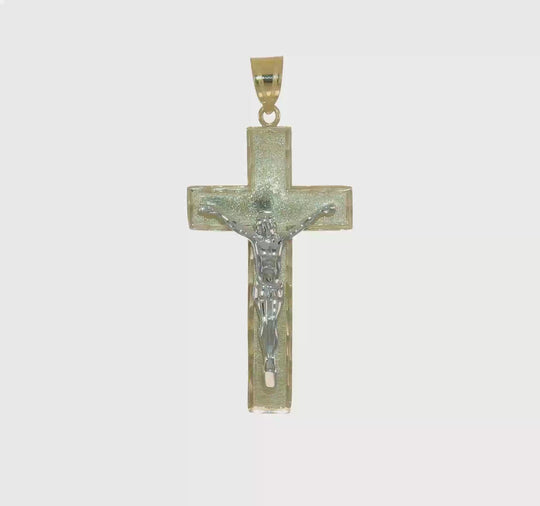 10K Two-Tone Diamond-Cut Crucifix Pendant