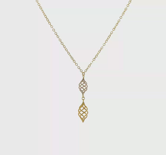 14K Two-Layer Interlocking Hearts Necklace with Extension