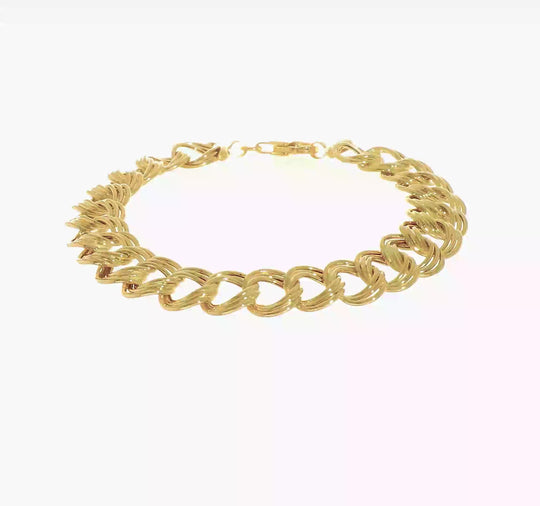 Pulsera 14K Pulida con Triple Enlace Fancy