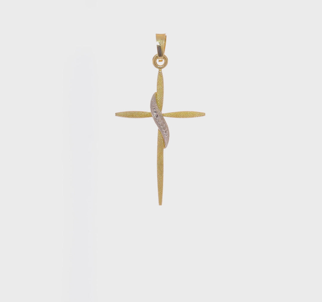 Solid 14k Two-Tone Gold Methodist Cross Pendant